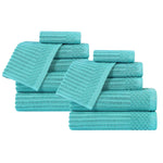 Superior Soho Ribbed Cotton Absorbent Medium Weight 12 Piece Towel Set