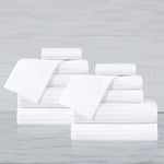 Superior Soho Ribbed Cotton Absorbent Medium Weight 12 Piece Towel Set