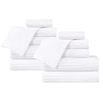 Superior Soho Ribbed Cotton Absorbent Medium Weight 12 Piece Towel Set