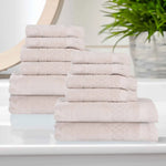 Rolla Cotton Geometric Jacquard Absorbent 12 Piece Towel Set