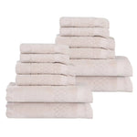 Rolla Cotton Geometric Jacquard Absorbent 12 Piece Towel Set