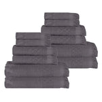 Rolla Cotton Geometric Jacquard Absorbent 12 Piece Towel Set