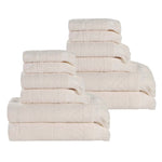 Rolla Cotton Geometric Jacquard Absorbent 12 Piece Towel Set