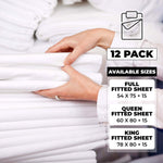 Superior Cotton Blend Percale Hotel Fitted Bed Sheets, Set of 3, 6, 12