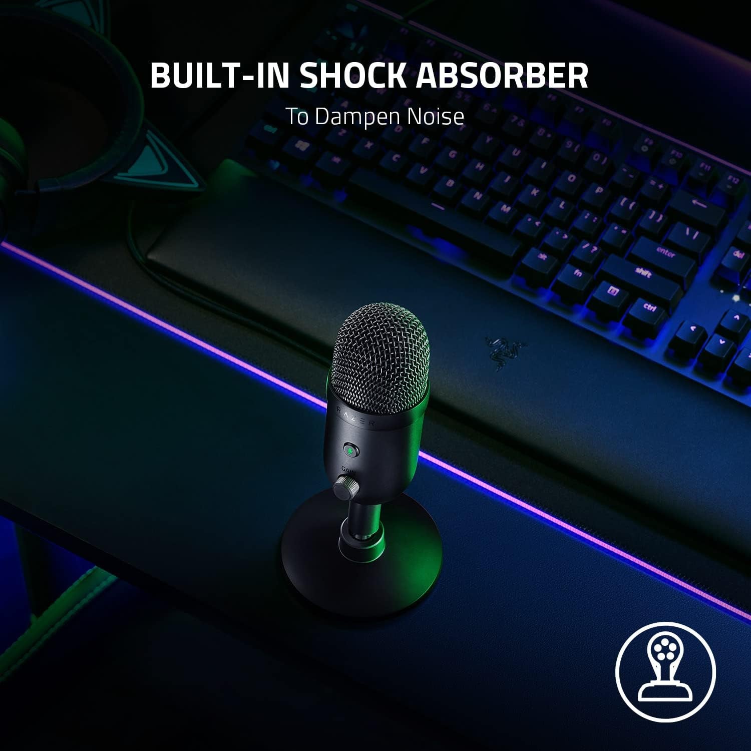 Seiren V2 X USB Condenser Microphone for Streaming and Gaming on PC: Supercardioid Pickup Pattern - Integrated Digital Limiter - Mic Monitoring and Gain Control - Built-In Shock Absorber