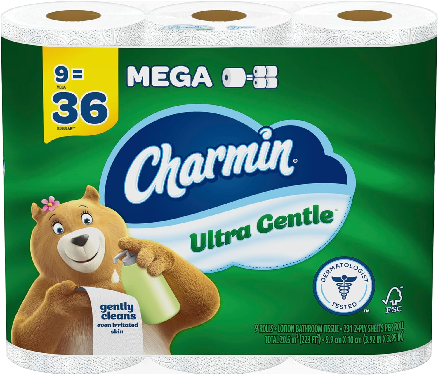 Ultra Gentle Toilet Paper, 9 Mega Rolls, 231 Sheets per Roll