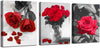 Red Rose Canvas Wall Art Flowers Pictures Bathroom Decor, Black White Florals Painting Modern Romantic Framed for Bedroom Living Room Dinning Room Kitchen Spa Wall Decor,12