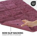 Superior 2 Piece Cotton Checkered Solid Non Slip Bath Rug Set