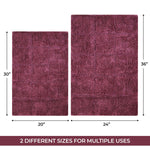 Superior 2 Piece Cotton Checkered Solid Non Slip Bath Rug Set
