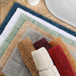 Superior 2 Piece Cotton Checkered Solid Non Slip Bath Rug Set