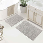 Superior 2 Piece Cotton Checkered Solid Non Slip Bath Rug Set