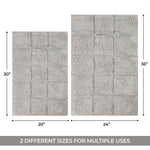 Superior 2 Piece Cotton Checkered Solid Non Slip Bath Rug Set
