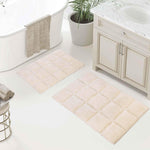 Superior 2 Piece Cotton Checkered Solid Non Slip Bath Rug Set