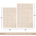 Superior 2 Piece Cotton Checkered Solid Non Slip Bath Rug Set