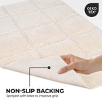 Superior 2 Piece Cotton Checkered Solid Non Slip Bath Rug Set
