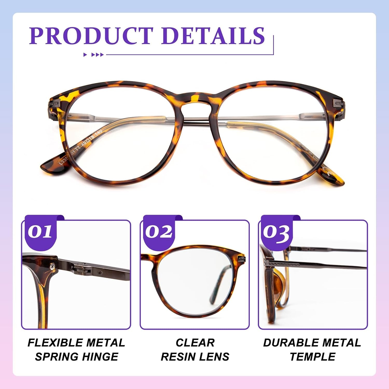 2 Pack Progressive Multifocal Reading Glasses Women No Line Bifocal Transition Readers Mid-Near Range 3Ft round Lens