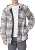 Men'S Long Sleeve Quilted Lined Flannel Shirt Jacket with Hood