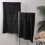 Rolla Cotton Geometric Jacquard Plush Bath Sheet Set of 2