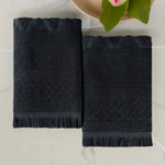 Rolla Cotton Geometric Jacquard Plush Bath Sheet Set of 2