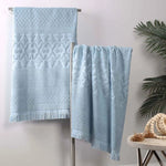 Rolla Cotton Geometric Jacquard Plush Bath Sheet Set of 2
