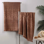 Rolla Cotton Geometric Jacquard Plush Bath Sheet Set of 2