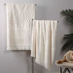 Rolla Cotton Geometric Jacquard Plush Bath Sheet Set of 2