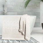 Rolla Cotton Geometric Jacquard Plush Bath Sheet Set of 2