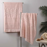 Rolla Cotton Geometric Jacquard Plush Bath Sheet Set of 2