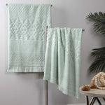 Rolla Cotton Geometric Jacquard Plush Bath Sheet Set of 2