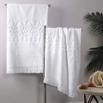 Rolla Cotton Geometric Jacquard Plush Bath Sheet Set of 2