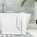 Rolla Cotton Geometric Jacquard Plush Bath Sheet Set of 2