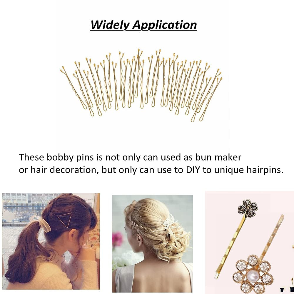 200 Counts Bobby Pins,  2 Inches Blonde Hair Pins with Box for Thick Thin Hair, Invisible Wave Hairgrip, Mini Hairpin Bobbie Pins Bulk for Women Lady Girls Kids