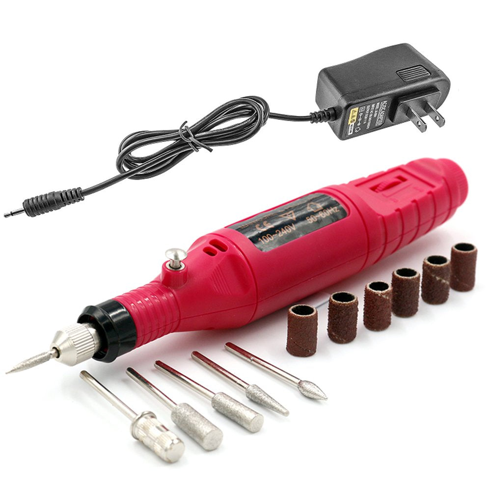 Portable Electric Nail Drill Set Pen Sander Polish Machine Acrylic Gel Removal Manicure Filer Kit with 6 Nail Drill Bits Pedicure Efile Rotary Carver Nail Art Tools