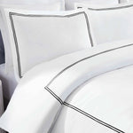 100% Cotton Two-Line Border Embroidered Duvet Cover Set