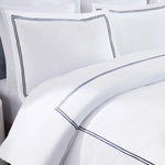 100% Cotton Two-Line Border Embroidered Duvet Cover Set