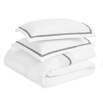 100% Cotton Two-Line Border Embroidered Duvet Cover Set
