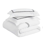 100% Cotton Greek Key Embroidered Duvet Cover Set