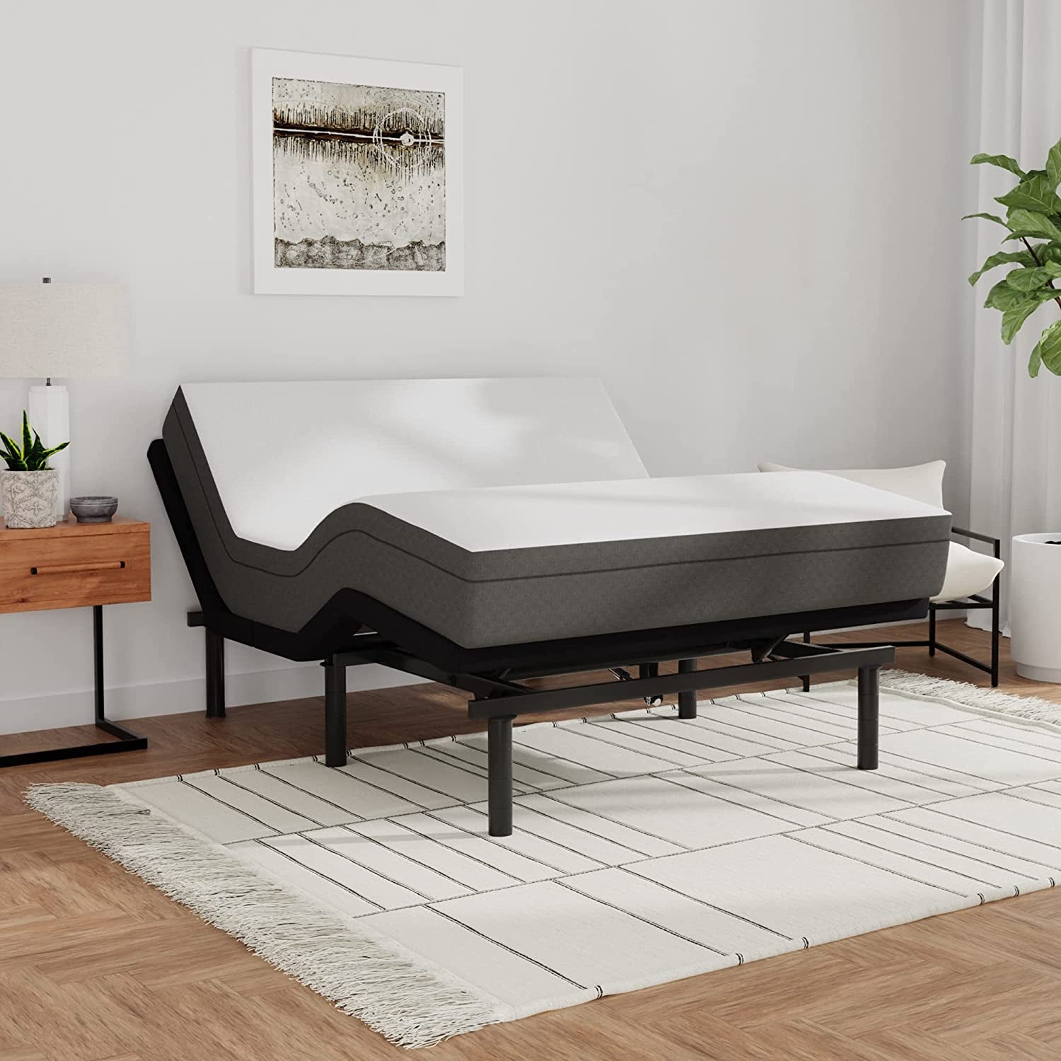 E3 King Adjustable Bed Base Frame with 10" Medium Firm Gel Infused Memory Foam Mattress