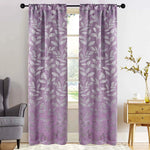 Leaves Room Darkening Washable Blackout Curtain Panels, Set of 2