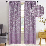 Leaves Room Darkening Washable Blackout Curtain Panels, Set of 2
