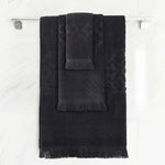 Rolla Cotton Geometric Jacquard Absorbent 3 Piece Towel Set