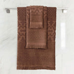 Rolla Cotton Geometric Jacquard Absorbent 3 Piece Towel Set