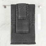 Rolla Cotton Geometric Jacquard Absorbent 3 Piece Towel Set