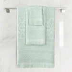 Rolla Cotton Geometric Jacquard Absorbent 3 Piece Towel Set