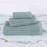 Superior Soho Ribbed Cotton Absorbent 3 Piece Assorted Towel Set