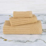 Superior Soho Ribbed Cotton Absorbent 3 Piece Assorted Towel Set