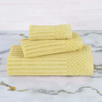 Superior Soho Ribbed Cotton Absorbent 3 Piece Assorted Towel Set