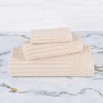 Superior Soho Ribbed Cotton Absorbent 3 Piece Assorted Towel Set