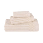 Superior Soho Ribbed Cotton Absorbent 3 Piece Assorted Towel Set