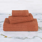 Superior Soho Ribbed Cotton Absorbent 3 Piece Assorted Towel Set